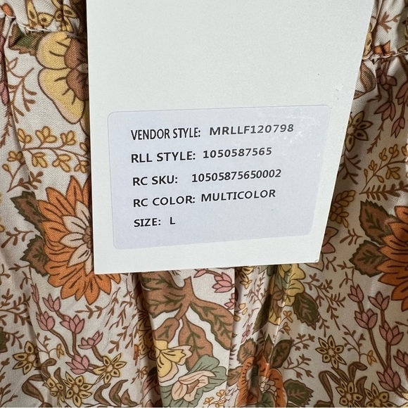 Moonsea Floral Smocked Puff Sleeve Midi Dress Size L - Picture 9 of 9